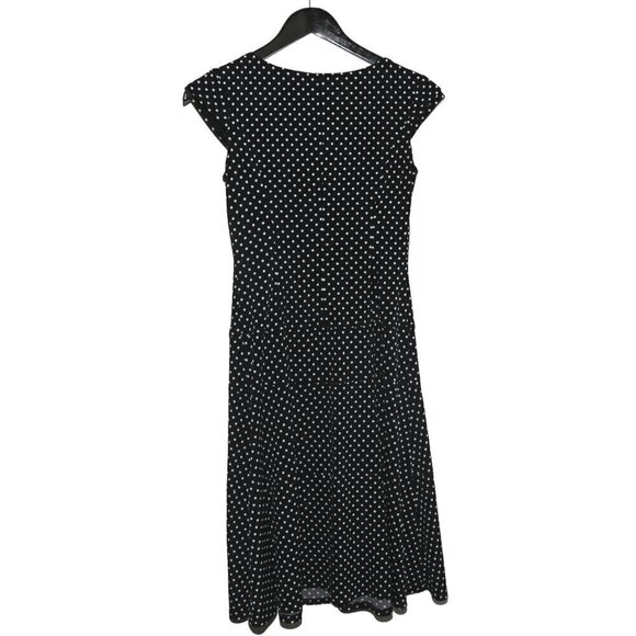 𝅺Joseph Ribkoff Polka Dot Short Sleeve Round Neck Mini Black Flowy Dress - Picture 7 of 7
